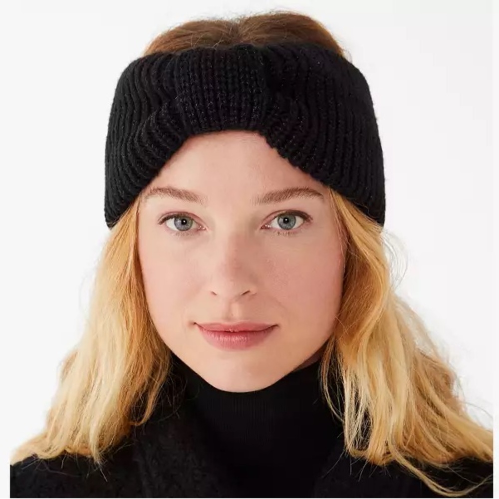kate spade ♠️ Metallic Bow Headband in black ♠️